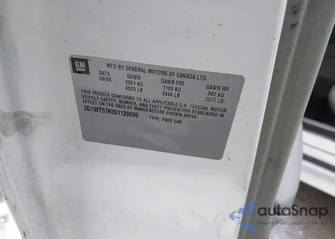 2009 Chevrolet Impala Lt из США, поврежденный, VIN 2G1WT57K991120699